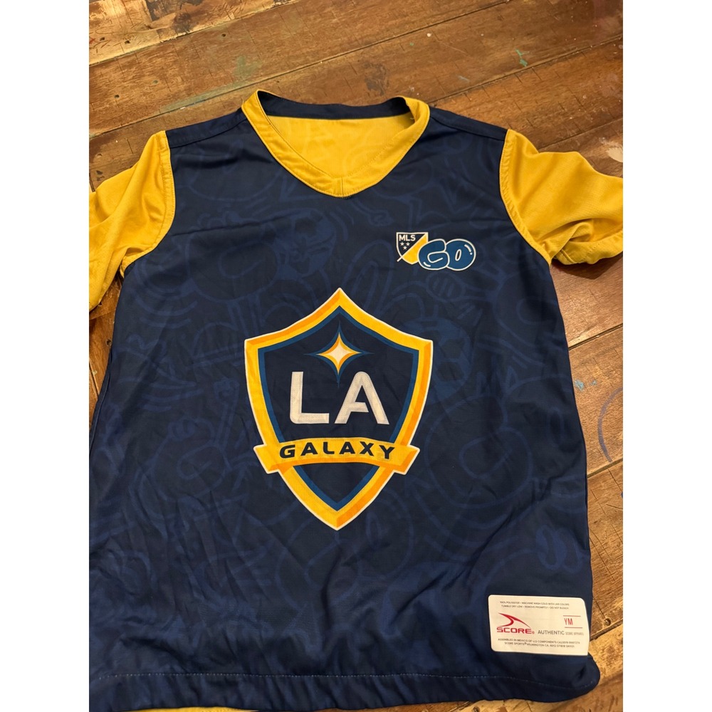 Score LA Galaxy MLS GO Youth Soccer Jersey Navy Yellow Boys Medium YM
